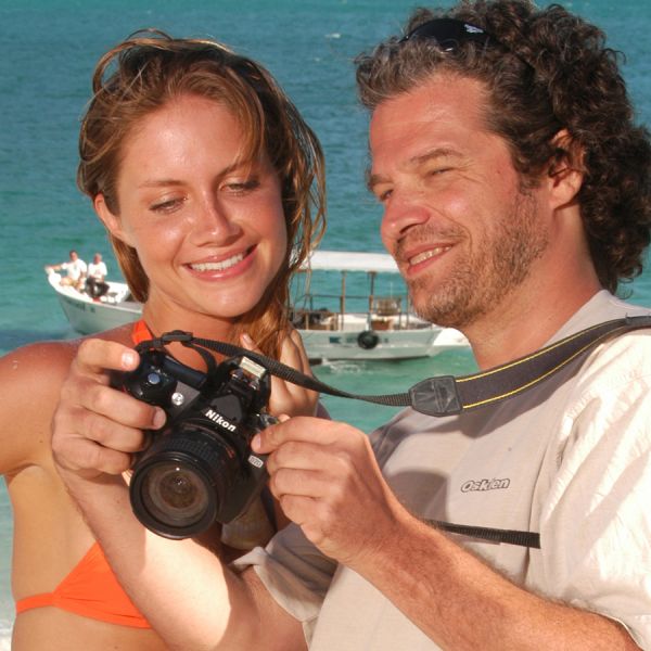 With model Ana Cláudia Michels, Arraial do Cabo, 2005
